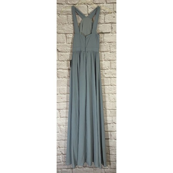 NEW Lulus XS Air of Romance Blue Halter Maxi Dress Bridesmaid Gown Dance 9046 - Picture 6 of 10